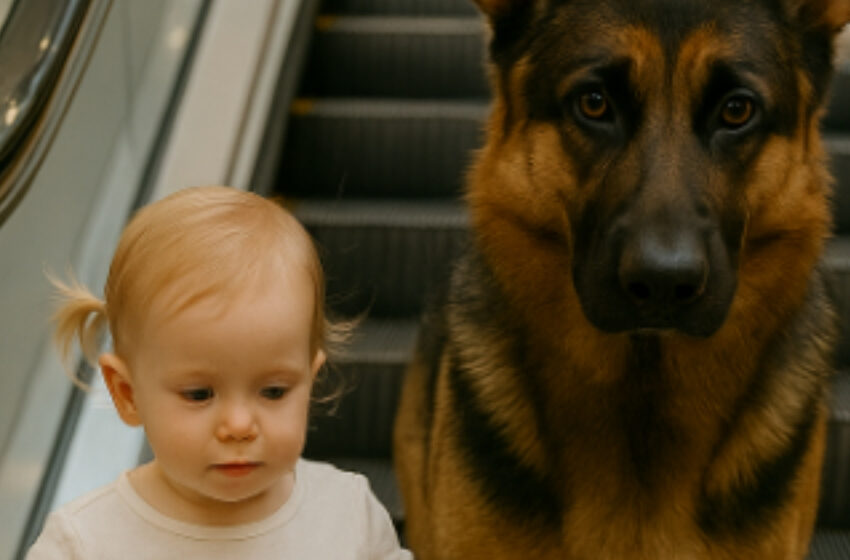 Küçük bir kız ve köpeği, yanlarında yetişkin olmadan yürüyen merdivene biniyordu. Onları takip etmeye karar verdim ve asla unutamayacağım bir şeye tanık oldum