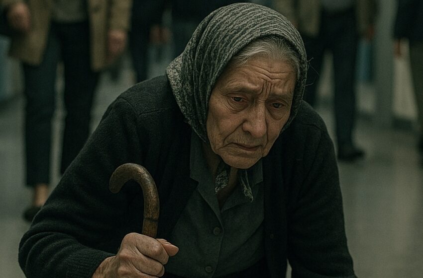 Bir büyükanne mağazanın ortasında düştü. Herkes sadece izledi ve sadece bir kız yardım etmek için durdu