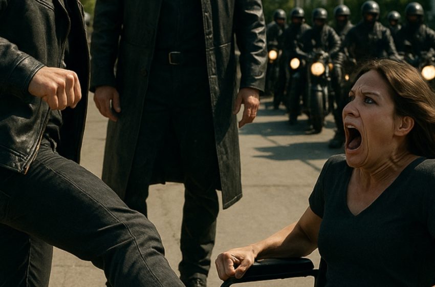  “Çekil yolumdan, sakat!” diye bağırdı iri yarı bir haydut, engelli bir kızı otobüs durağındaki kaldırıma düşürecek şekilde tekmeledi. Tam o anda, 99 bisikletli yanlarından geçti ve her şeyi gördüler